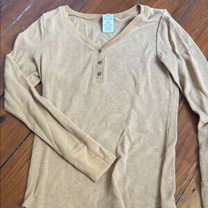 Faded Glory Tan Orange Fitted Long Sleeve Top